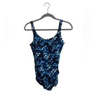 Speedo Black Blue One Piece Swimsuit Size 10